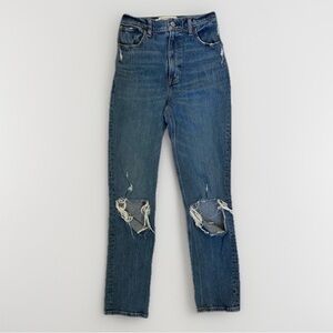 Abercrombie & Fitch 90s Ultra High Rise Straight Jeans 25 Distressed Womens
